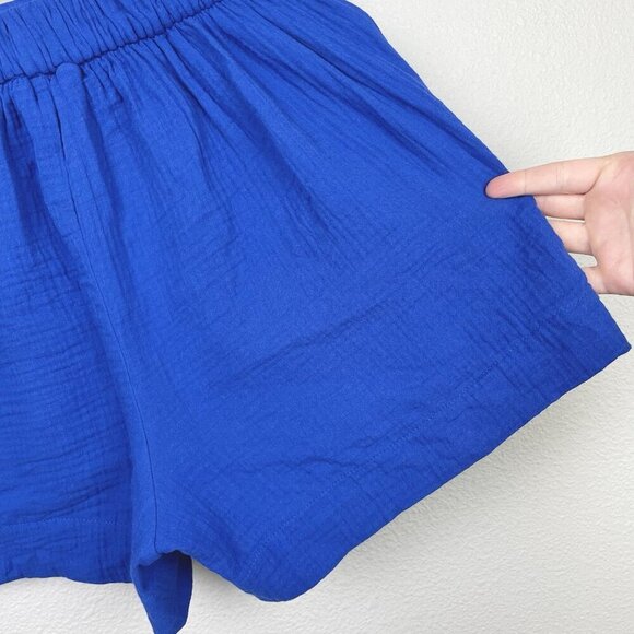 Boden Women's 2 Doublecloth Royal Blue Shorts 100% Cotton Pockets Beach Casual - Picture 11 of 13